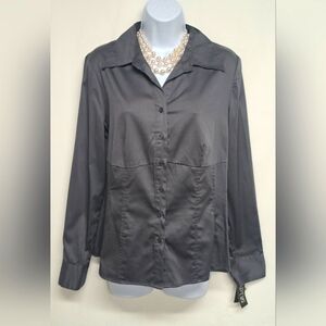 New Essential Shirt Apt. 9 Button Down Long Sleeve Office Dk Grey M